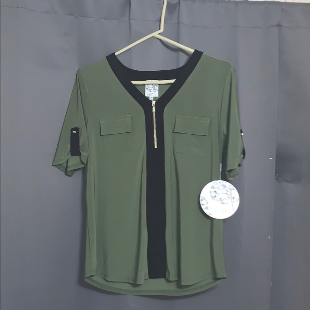 short sleeve olive green shirt